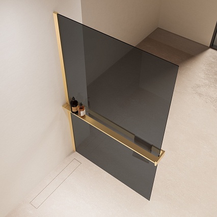 Душевая перегородка Vincea Walk-In VSW-1HR900CGG 90x200 матовое золото, тонированное