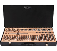 Набор метчиков и плашек VOLKEL UNC/UNF 1/4-3/4 HSS-G 56 предметов V48066