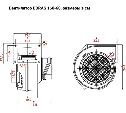 Радиальный вентилятор улитка BVN алюминиевый корпус, BDRAS 160-60