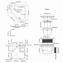 Поддон для душа WasserKRAFT Isen 26T11 90x90 пятиугольный