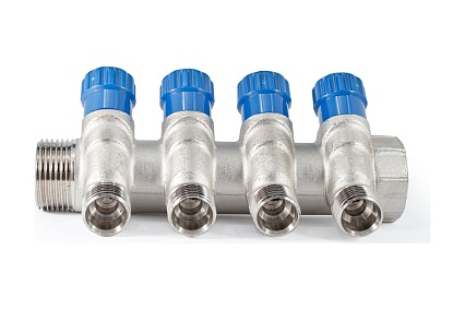 Коллектор с регулировочными вентилями PROFACTOR в/н 1" х 4 вых 1/2"нар PF MV 269.4