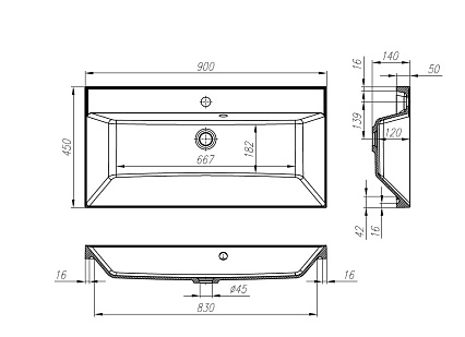 Раковина BelBagno BB900/450-LV-ART-AST-NERO 90 см черный