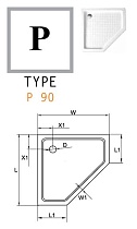 Поддон для душа Cezares TRAY-A-P-90-15-W0 90x90 без сифона, пятиугольный