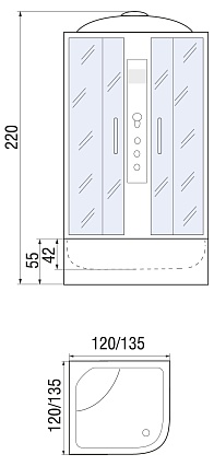 Душевая кабина River Temza 120/120/55 ТН 120x120 тонированная, 10000001552