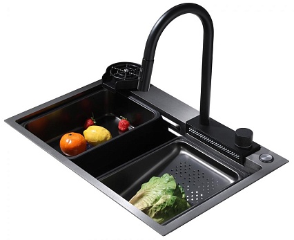 Кухонная мойка Abber Wasser Kreis AF2194B 68 см матовый черный