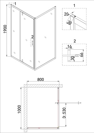 Душевой уголок Niagara Nova NG-63-10A-А80 100x80 прозрачный, хром