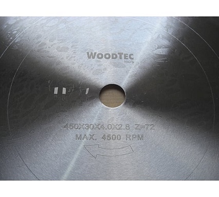 Пила дисковая 450х4/2.8x30 мм, Z72 WZ Woodtec ИН 299136