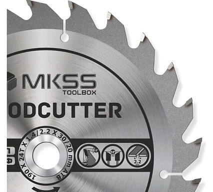 Диск пильный по дереву MKSS Toolbox Woodcutter WC1900 190x24Тх30/20 мм WC19002430