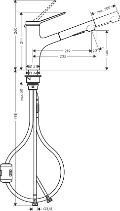 Смеситель для кухни Hansgrohe Zesis M33 2jet 74800000 с вытяжным душем