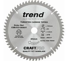 Пильный диск 190 мм 60 зубьев Trend CSB/CC19060T
