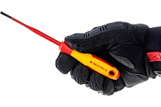 Отвертка Knipex SL4.0x0.8 шлицевая тонкая VDE, L лезвия 100 мм, 1000V, 2-комп. рук-ка KN-982040SL