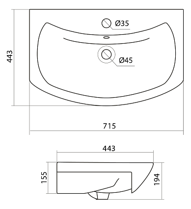 Тумба с раковиной Vigo Wing 70 см напольная, с полкой