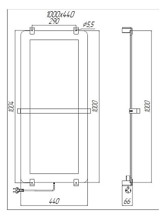 Полотенцесушитель электрический Allen Brau Infinity 100x44 см с рейлингом, черный браш, 00305019