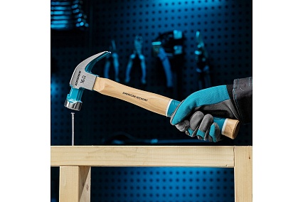 Молоток-гвоздодер Gross American hickory 450г, угол 45, магнит, обрезиненная рукоятка 10415