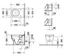 Приставной унитаз Duravit Starck 3 0124090000