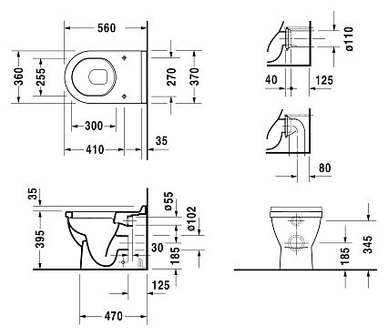 Приставной унитаз Duravit Starck 3 0124090000