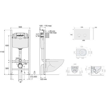 Подвесной унитаз с инсталляцией Valsir Winner S KIT VSCR 7334GM Slim P4, 4в1, кнопка хром