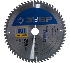 Диск пильный по дереву &quot;чистый рез&quot; 255x30 мм, 60Т Зубр 36905-255-30-60