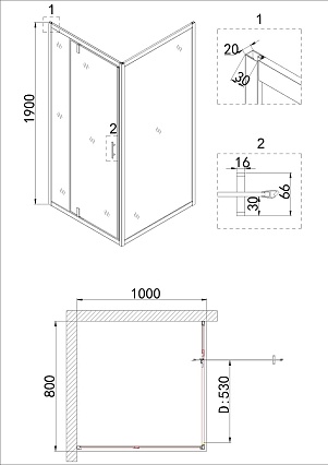 Душевой уголок Niagara Nova NG-63-8A-А100 80x100 прозрачный, хром