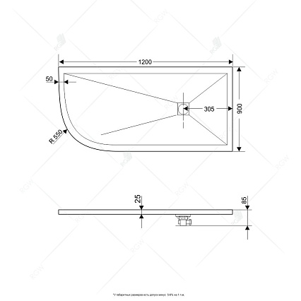 Поддон для душа RGW Stone Tray ST/AR-W 90x120 каменный, комплект, правый