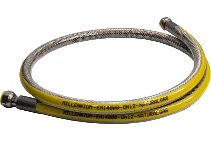 Газовый шланг сильфонный Millennium в оплетке Eurogas 1.2 м, 1/2 гайка/гайка PGEF12120