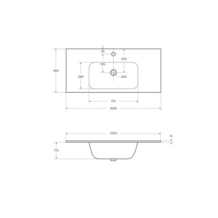 Раковина Cezares 100 см CZR-NAT-100-LVB