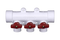 Коллектор с красными ручками TEBO PPR 32x20 3 выхода 030091211