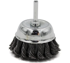 Щетка-крацовка чашечная для дрели ∅ 75 мм, стальная жгутированная проволока KUBIS 07-06-3075