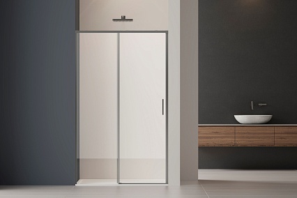 Душевая дверь Vincea Софт 2 (Soft 2) VDS-3SO2110CLGM 110x200 вороненая сталь, прозрачная