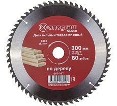 Диск пильный твердосплавный по ДСП Special (300х32/30 мм; 60 зубов) MONOGRAM 087-027