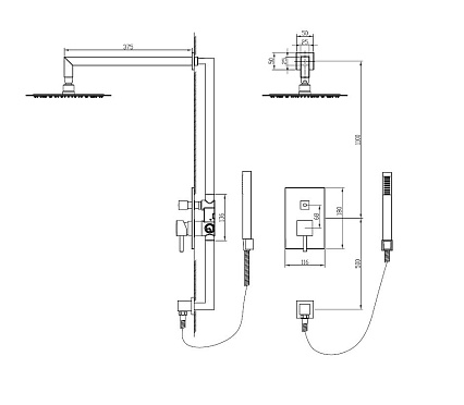 Душевой набор RGW Shower Panels SP-54 с внутр.частью, с изливом