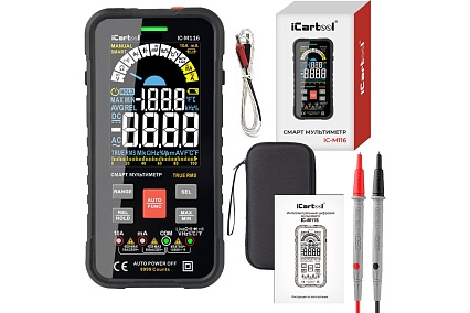 Профессиональный цифровой смарт мультиметр iCartool CATIII 1000V, СATIV 600V, TrueRMS, AC/DC IC-M116