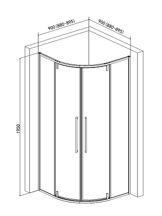 Душевой уголок AQUAme AQM7101-9 90x90 прозрачный, хром