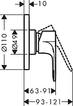 Смеситель для душа Hansgrohe Rebris S 72649000 (внешняя часть) хром