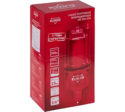 Вибрационный насос Elitech НВ 300-25Н 205626
