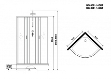 Душевая кабина Niagara NG 3301-14BKT 90x90 стекло матовое, без крыши, тропический душ