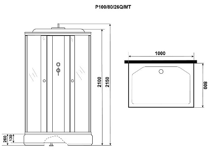 Душевая кабина Niagara Promo P100/80/26Q/MT 100x80 стекло матовое, без г/м