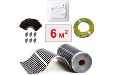 Плёночный электрический тёплый пол ТеплоСофт 6 м2, ширина 100 см, с терморегулятором, инфракрасная плёнка 6 м2 плёнка100 6метров