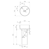 Раковина Abber Kristall AT2702Onyx-H 45 см с техн. отверстием, темный оникс