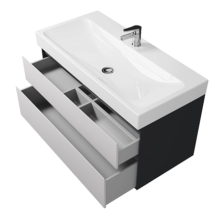 Мебель для ванной Creto Amelia 100 см антрацит/матовый белый