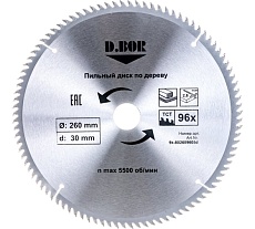 Диск пильный по дереву (260х30 мм; Z96) D.BOR 9K-802609605D