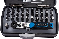 Набор бит с трещоткой Hoegert Technik 1/4 , SL, PH, PZ, HEX, Torx, Torx c отверстием 33 шт. HT1R460