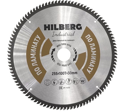 Диск пильный Industrial Ламинат (255x30 мм; 100Т) Hilberg HL255