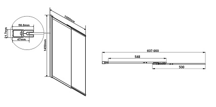 Шторка для ванны Vincea VSB-1E100CLGM 100x145 вороненая сталь, прозрачное