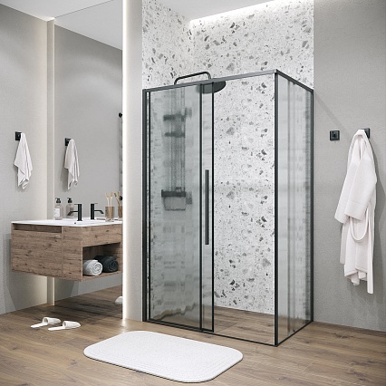 Душевой уголок Grossman Galaxy 120.K33.01.1390.21.02 130x90 шиншилла, черный матовый