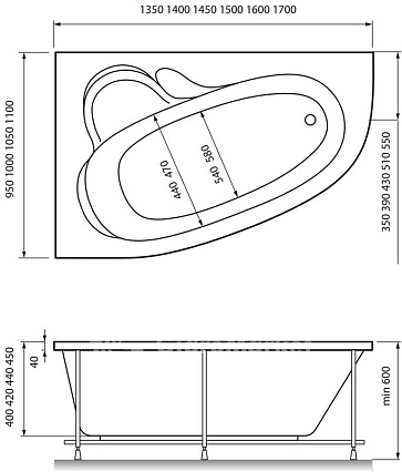 Акриловая ванна Relisan Ariadna 145x95 см L