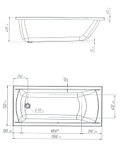 Акриловая ванна Marka One Modern 155x70