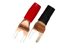 Вилка акустическая позолоченная на кабель красная и черная, металл, пайка Pro Legend PL2249