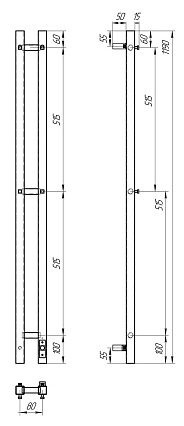 Полотенцесушитель электрический Point Гермес PN13812 П3 80x1200 диммер справа, хром