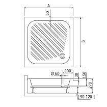 Поддон для душа RGW B/CL-S-A 90x90